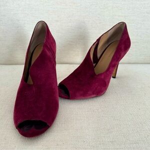 Ann Taylor - burgundy suede peep toe heels